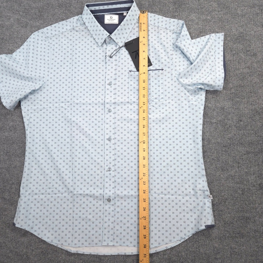 7 Diamonds 4 Way Stretch Shirt Mens XL Blue Bethel Geometric AOP Performance NEW - Picture 5 of 9